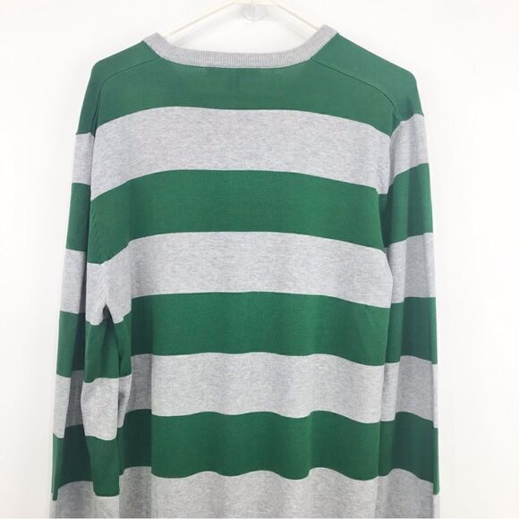 Old Navy New with Tags Green Gray Striped V Neck Sweater - Picture 4 of 9